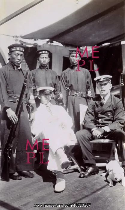 : Two British sailors with oriental guards : Two British sailors with oriental guards