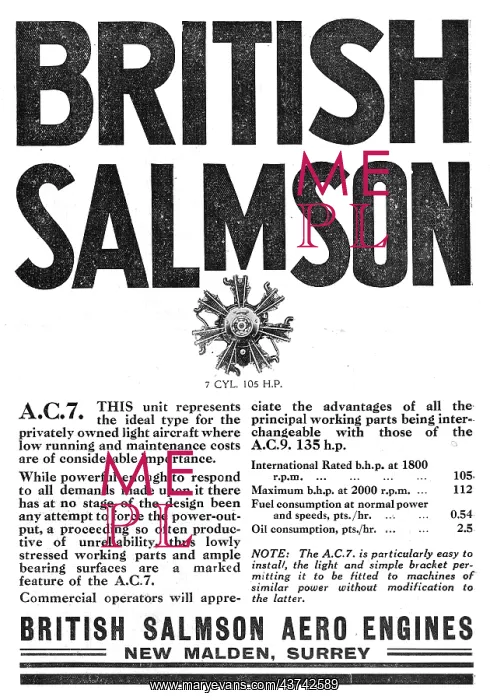 : British Salmson AC7 Aero Engine : British Salmson AC7 Aero Engine