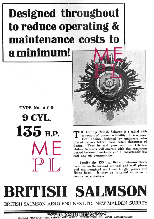 : British Salmson AC9 Aero Engine : British Salmson AC9 Aero Engine