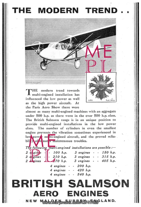 : British Salmson AD9 Aero Engine : British Salmson AD9 Aero Engine