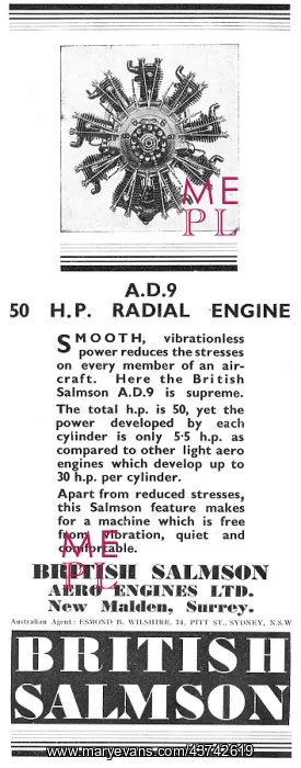 : British Salmson AD9 Aero Engine : British Salmson AD9 Aero Engine
