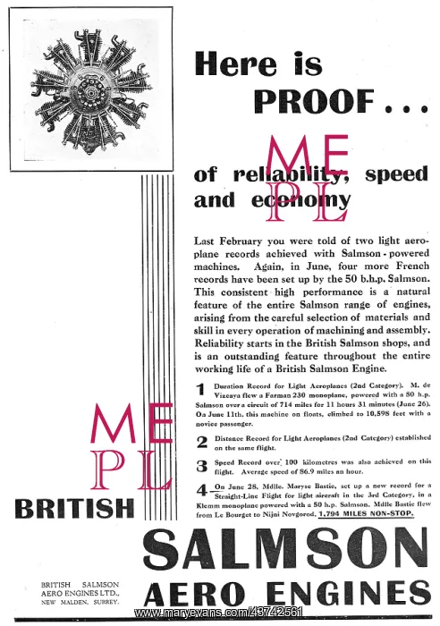 : British Salmson Aero Engines : British Salmson Aero Engines