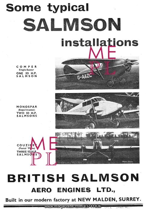 : British Salmson Aero Engines - Typical Installations : British Salmson Aero Engines - Typical Installations
