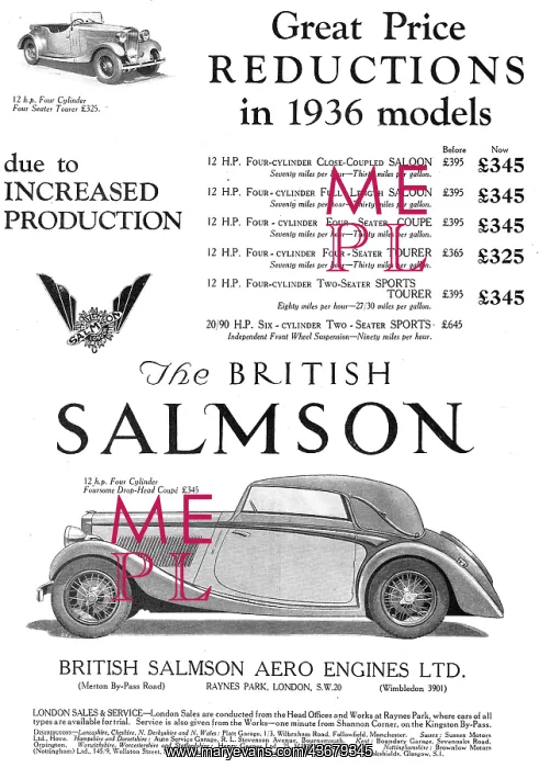 : British Salmson Cars For 1936 : British Salmson Cars For 1936