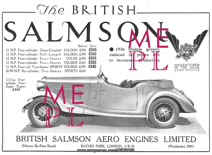 : British Salmson Cars - 1936 Models : British Salmson Cars - 1936 Models