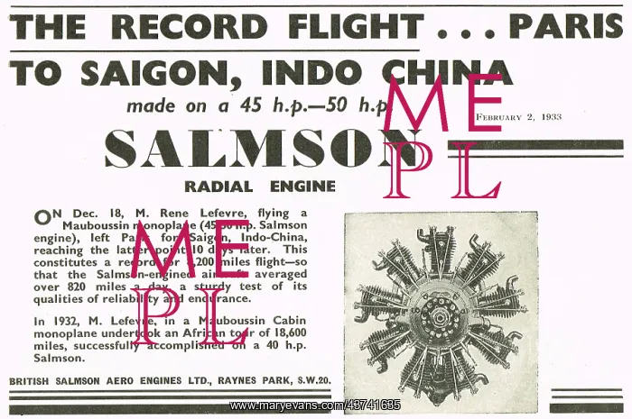: British Salmson Paris Saigon Flight Lefevre : British Salmson Paris Saigon Flight Lefevre