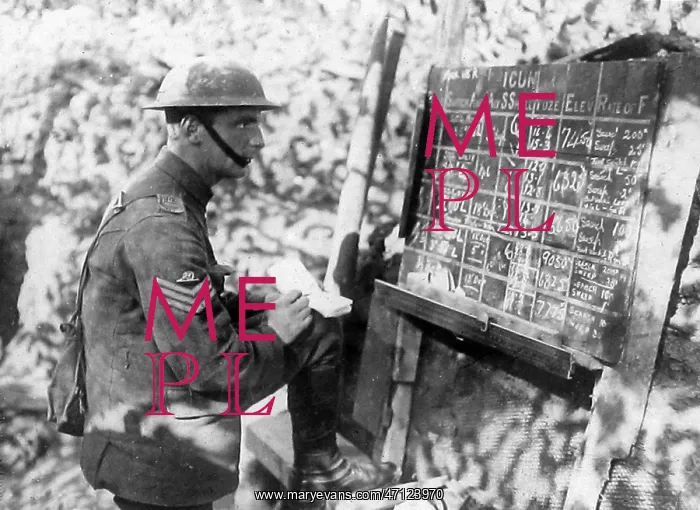  : British Sergeant Artillery planning in a trench during WW1