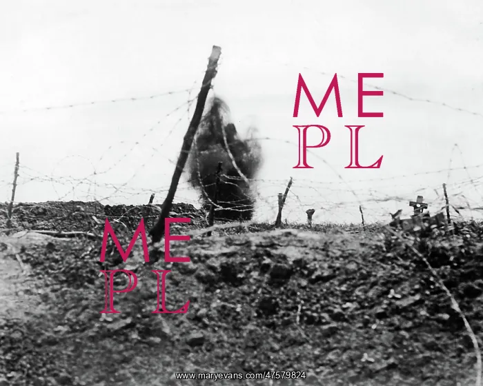 : British shell bursting on German trenches, WW1 : British shell bursting on German trenches, WW1