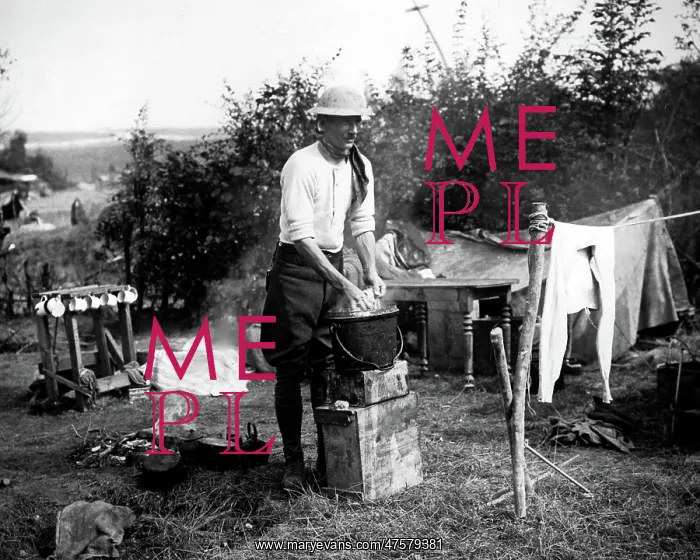 : British soldier washing clothes, Western Front, WW1 : British soldier washing clothes, Western Front, WW1