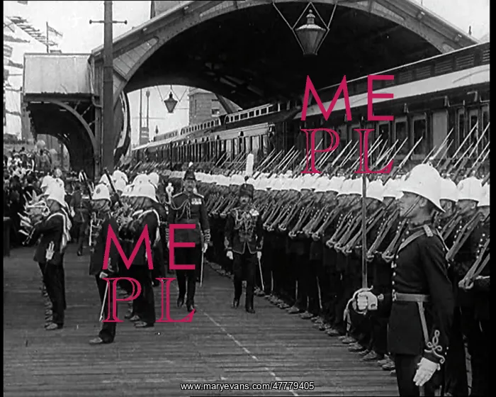 : British Soldiers Lining Up at a Railway Station : British Soldiers Lining Up at a Railway Station