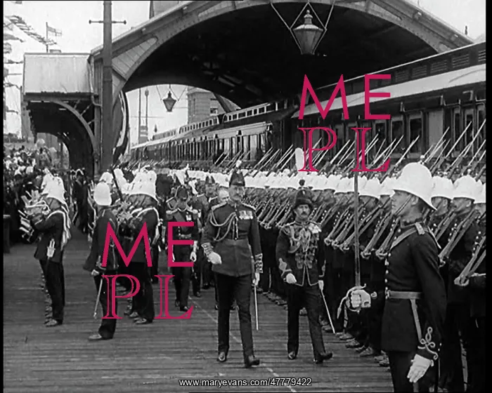 : British Soldiers Lining Up at a Railway Station : British Soldiers Lining Up at a Railway Station
