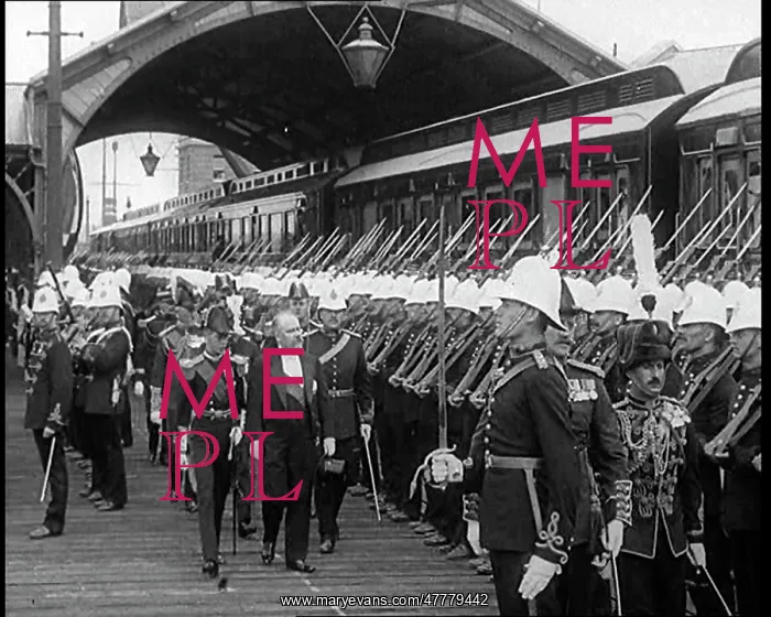 : British Soldiers Lining Up at a Railway Station : British Soldiers Lining Up at a Railway Station