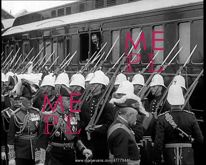 : British Soldiers Lining Up at a Railway Station : British Soldiers Lining Up at a Railway Station