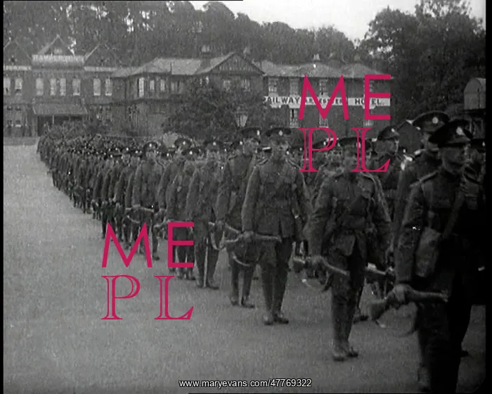 : British Soldiers Marching Along A Road Towards : British Soldiers Marching Along A Road Towards