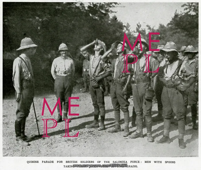 : British soldiers on Quinine parade : British soldiers on Quinine parade