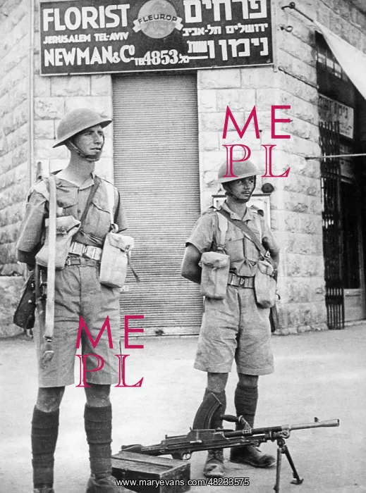 : British soldiers at a road junction in Jerusalem, 1939 : British soldiers at a road junction in Jerusalem, 1939