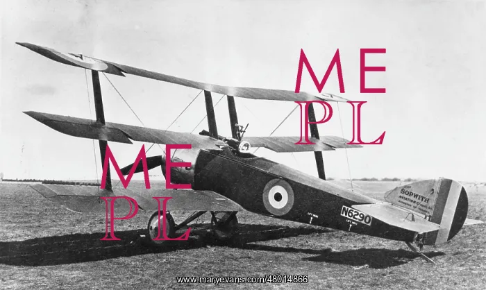 : British Sopwith triplane on airfield, WW1 : British Sopwith triplane on airfield, WW1