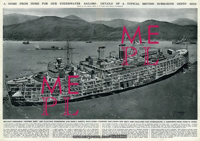 : British submarine depot ship by G. H. Davis : British submarine depot ship by G. H. Davis