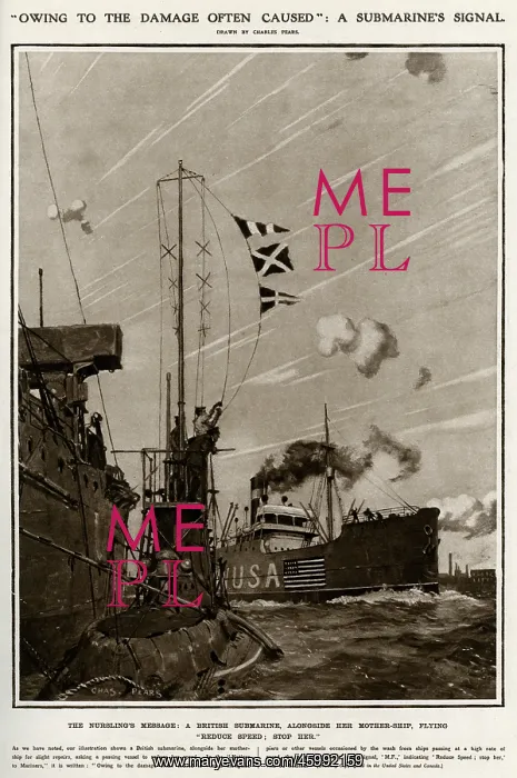  : A British submarine signalling an American vessel