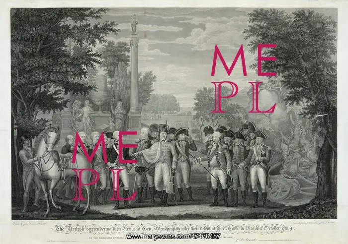 : The British surrendering their arms to Gen. Washington after : The British surrendering their arms to Gen. Washington after