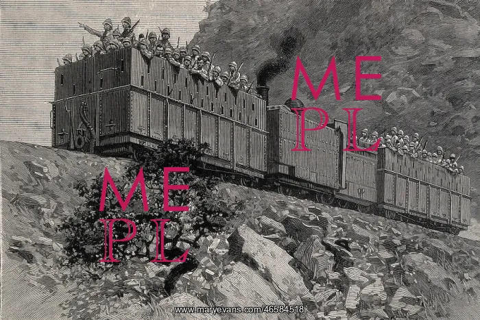 : British train in a military operation, near : British train in a military operation, near