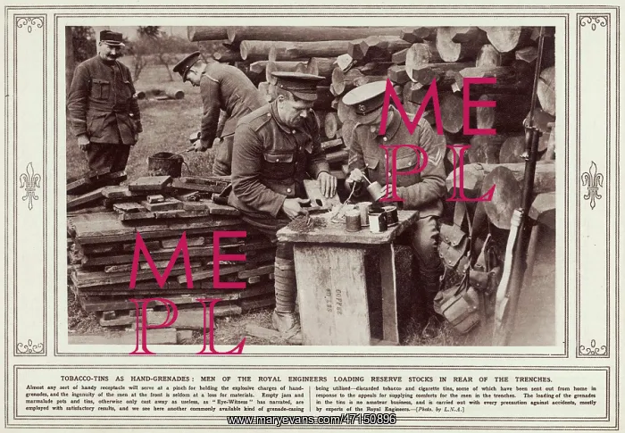 : British troops making hand grenades, WW1 : British troops making hand grenades, WW1