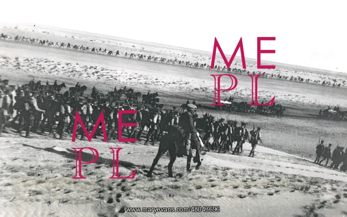 : British troops marching to El Arish, Egypt, WW1 : British troops marching to El Arish, Egypt, WW1