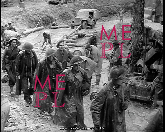 : British Troops Trudging Through a Muddy Camp : British Troops Trudging Through a Muddy Camp