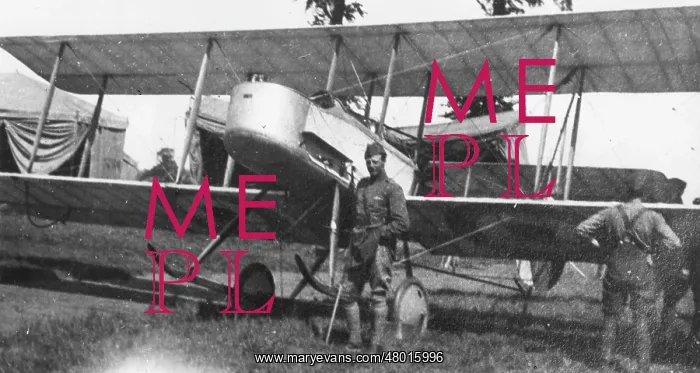 : British Vickers FB5 biplane on an airfield, WW1 : British Vickers FB5 biplane on an airfield, WW1