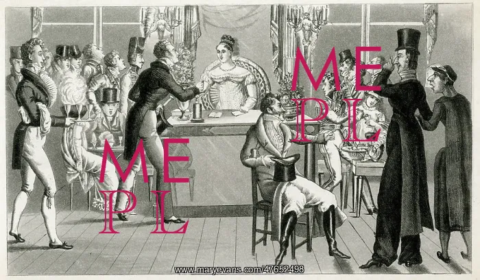 : British visitors in a cafe, Paris : British visitors in a cafe, Paris