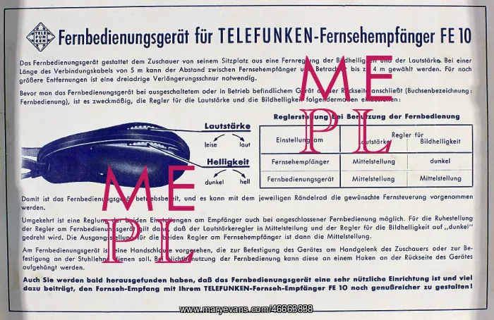 : broadcast, television, packing of Telefunken : broadcast, television, packing of Telefunken