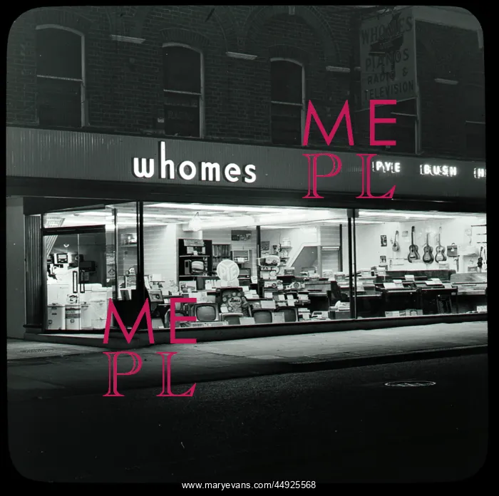 : Broadway. Exterior of Whomes Music shop : Broadway. Exterior of Whomes Music shop