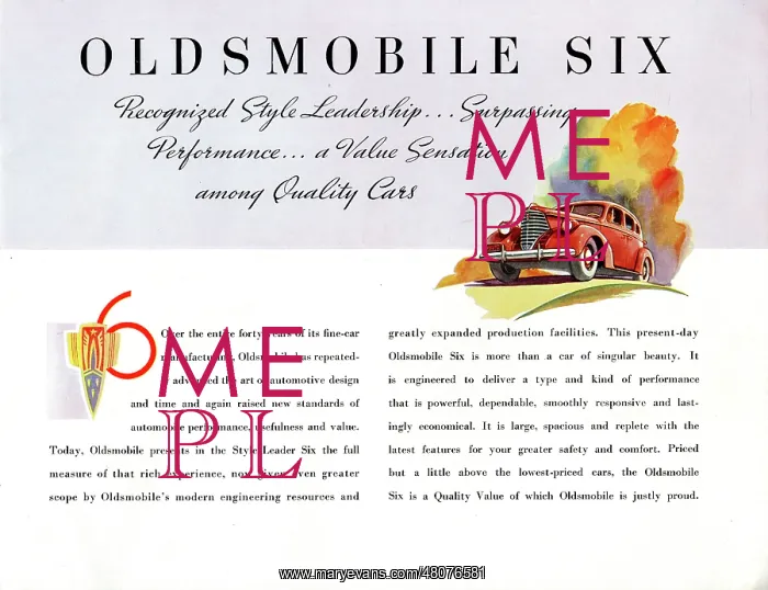 : Brochure illustration, Oldsmobile Six : Brochure illustration, Oldsmobile Six