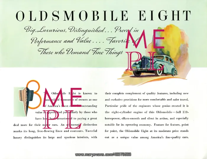 : Brochure illustration, Oldsmobile Eight : Brochure illustration, Oldsmobile Eight