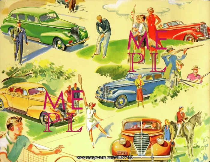 : Brochure illustration, Oldsmobile car : Brochure illustration, Oldsmobile car
