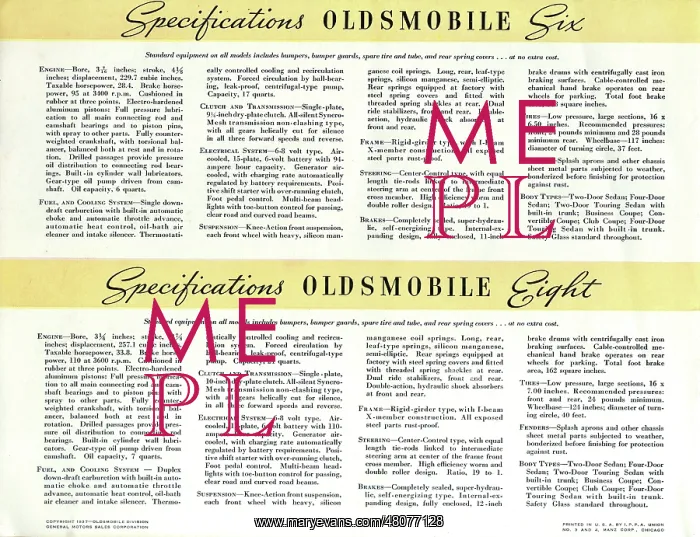 : Brochure page, Oldsmobile Six and Eight : Brochure page, Oldsmobile Six and Eight