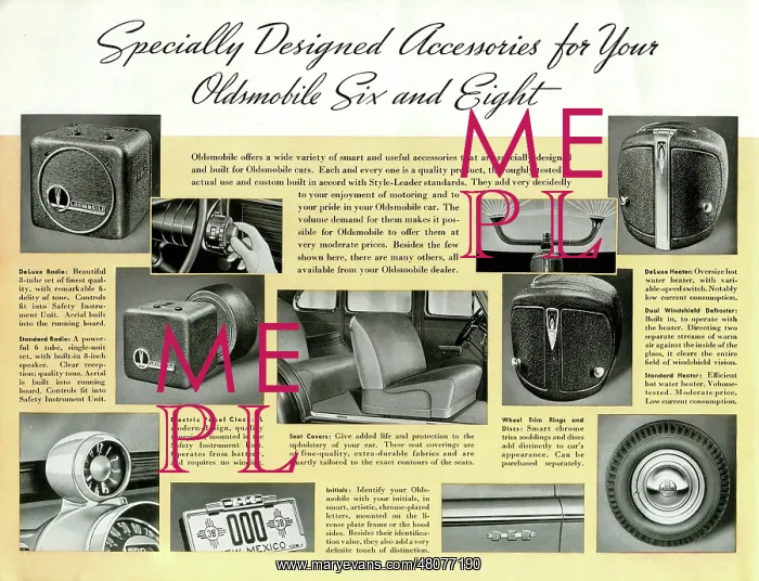 : Brochure page, Oldsmobile Six and Eight accessories : Brochure page, Oldsmobile Six and Eight accessories