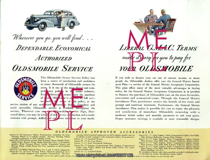 : Brochure page, Oldsmobile service, terms and accessories : Brochure page, Oldsmobile service, terms and accessories