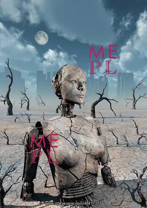 : A broken down petrified android robot : A broken down petrified android robot