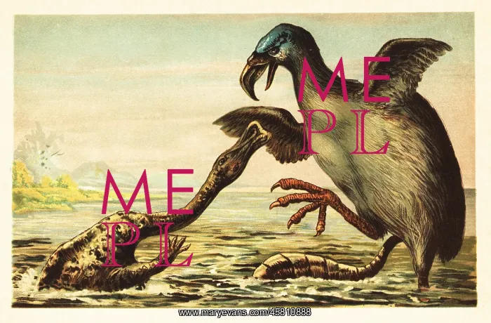 : Brontornis battling a Hadrosaurus : Brontornis battling a Hadrosaurus
