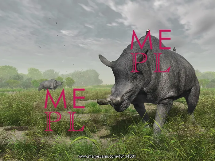 : Brontotherium wander the lush late Eocene landscape : Brontotherium wander the lush late Eocene landscape