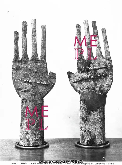 : Bronze hands with gold studs : Bronze hands with gold studs