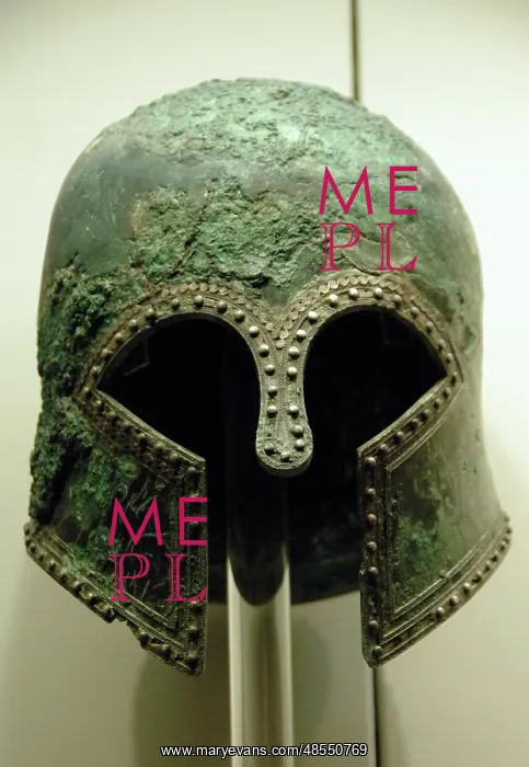 : Bronze helmet of Corinthian style. 6th century B.C. Olympia : Bronze helmet of Corinthian style. 6th century B.C. Olympia