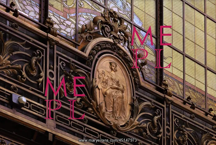 : Bronze medallion, Hall, Societe Generale, Paris, France : Bronze medallion, Hall, Societe Generale, Paris, France