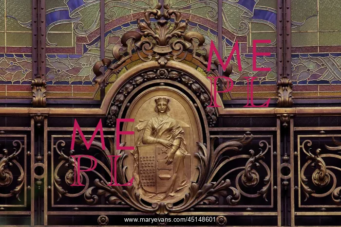 : Bronze medallion, Hall, Societe Generale, Paris, France : Bronze medallion, Hall, Societe Generale, Paris, France