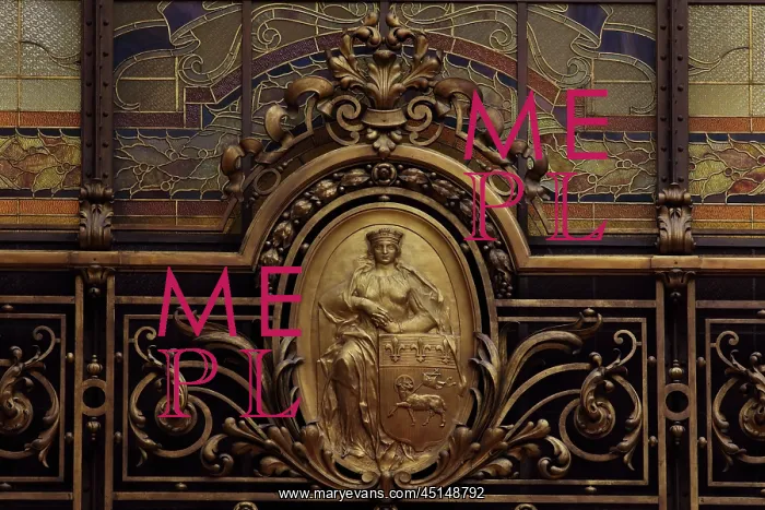 : Bronze medallion, Hall, Societe Generale, Paris, France : Bronze medallion, Hall, Societe Generale, Paris, France