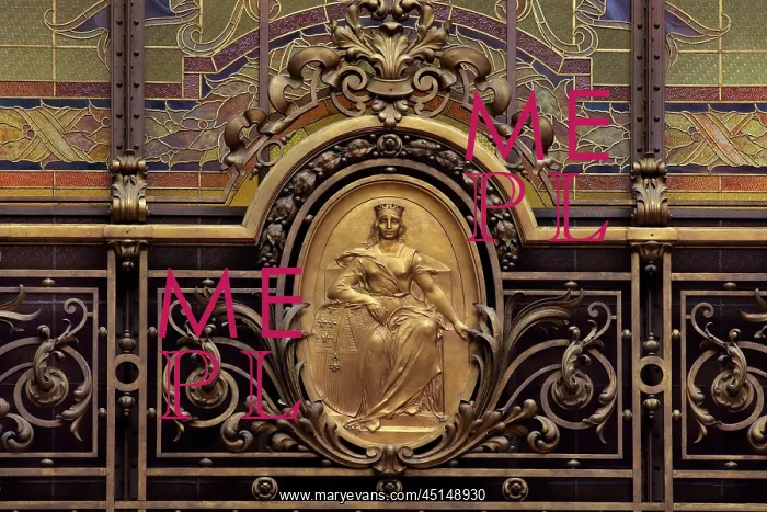 : Bronze medallion, Hall, Societe Generale, Paris, France : Bronze medallion, Hall, Societe Generale, Paris, France