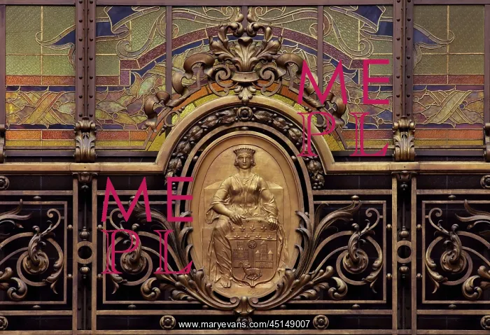 : Bronze medallion, Hall, Societe Generale, Paris, France : Bronze medallion, Hall, Societe Generale, Paris, France