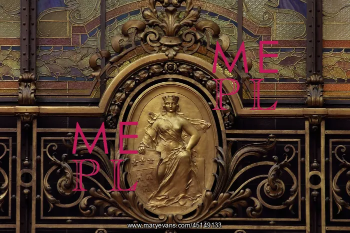 : Bronze medallion, Hall, Societe Generale, Paris, France : Bronze medallion, Hall, Societe Generale, Paris, France