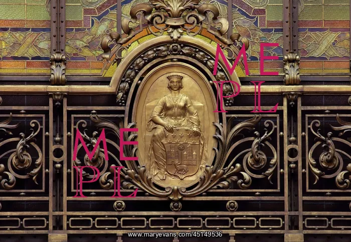 : Bronze medallion, Hall, Societe Generale, Paris, France : Bronze medallion, Hall, Societe Generale, Paris, France